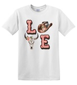 Epic Adult/Youth Pink Western LOVE Country Cowboy Cotton Graphic T-Shirts