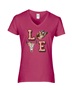 Epic Ladies Pink Western LOVE Country Cowboy V-Neck Graphic T-Shirts