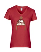 Epic Ladies Oh Fudge Shoot Your Eye Christmas Story V-Neck Graphic T-Shirts