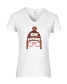 Epic Ladies Oh Fudge Shoot Your Eye Christmas Story V-Neck Graphic T-Shirts
