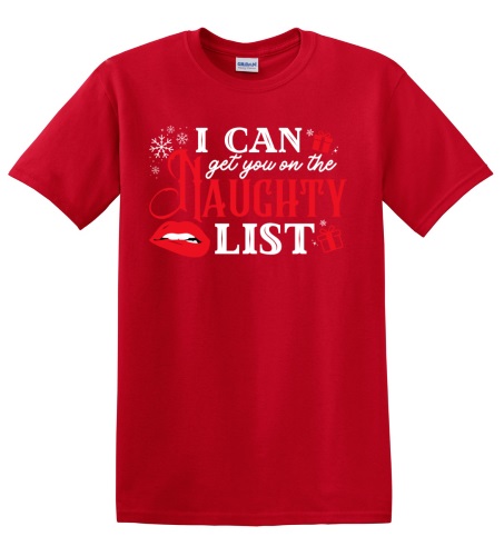 Epic Adult/Youth I Can Get You On The Naughty List White Cotton Graphic T-Shirts. Free shipping.  Some exclusions apply.