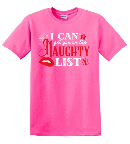 Epic Adult/Youth I Can Get You On The Naughty List White Cotton Graphic T-Shirts. Free shipping.  Some exclusions apply.