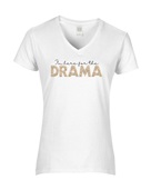 Epic Ladies I'm Here for the Drama Popcorn V-Neck Graphic T-Shirts