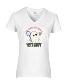 Epic Ladies Very Cutesy Ghosties Birdy Badminton V-Neck Graphic T-Shirts