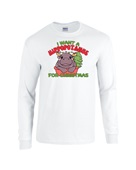 Epic I Want A Hippopotamus Moo Deng Christmas Long Sleeve Cotton Graphic T-Shirts