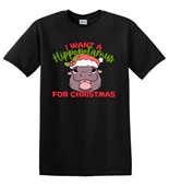 Epic Adult/Youth I Want A Hippo for Christmas Moo Deng Cotton Graphic T-Shirts