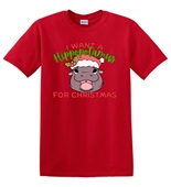 Epic Adult/Youth I Want A Hippo for Christmas Moo Deng Cotton Graphic T-Shirts