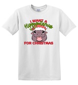Epic Adult/Youth I Want A Hippo for Christmas Moo Deng Cotton Graphic T-Shirts