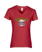 Epic Ladies I Want A Hippo for Christmas Moo Deng V-Neck Graphic T-Shirts