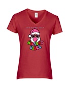 Epic Ladies It's Giving Jolly Holiday Vibes V-Neck Graphic T-Shirts