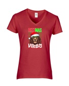 Epic Ladies It's Giving Jolly Rizzmas Vibes V-Neck Graphic T-Shirts