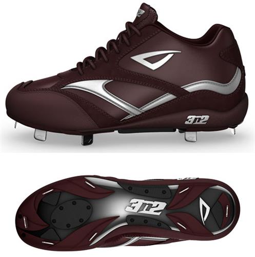 3n2 Showtime Metal Mid Baseball Cleats Maroon Epic Sports