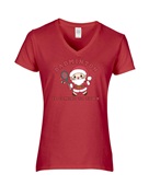 Epic Ladies Badminton Is Coming To Town Santa V-Neck Graphic T-Shirts