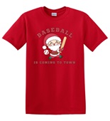 Epic Adult/Youth Baseball Is Coming To Town Santa Cotton Graphic T-Shirts