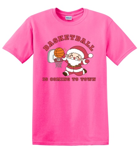 Epic Adult/Youth Basketball Is Coming To Town Santa Cotton Graphic T-Shirts. Free shipping.  Some exclusions apply.