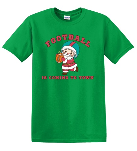 Epic Adult/Youth Football Is Coming To Town Santa Cotton Graphic T-Shirts. Free shipping.  Some exclusions apply.