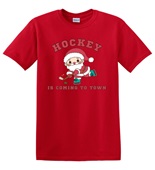 Epic Adult/Youth Hockey Is Coming To Town Santa Cotton Graphic T-Shirts
