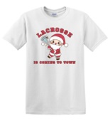 Epic Adult/Youth Lacrosse Is Coming To Town Santa Cotton Graphic T-Shirts