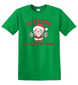 Epic Adult/Youth Lifting Is Coming To Town Santa Cotton Graphic T-Shirts