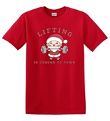 Epic Adult/Youth Lifting Is Coming To Town Santa Cotton Graphic T-Shirts