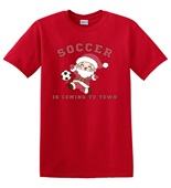 Epic Adult/Youth Soccer Is Coming To Town Santa Cotton Graphic T-Shirts