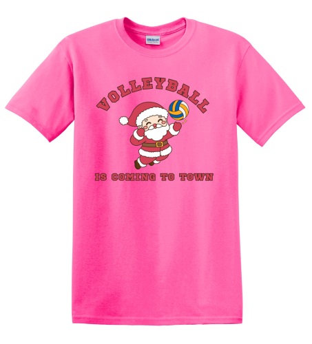 Epic Adult/Youth Volleyball Is Coming To Town Santa Cotton Graphic T-Shirts. Free shipping.  Some exclusions apply.