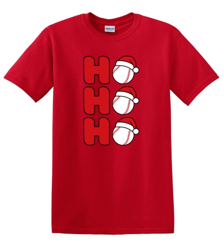 Epic Adult/Youth Baseball Ho Ho Ho Christmas Greetings Cotton Graphic T-Shirts. Free shipping.  Some exclusions apply.