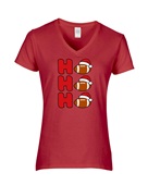 Epic Ladies Football Ho Ho Ho Christmas Greetings V-Neck Graphic T-Shirts