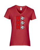 Epic Ladies Soccer Ho Ho Ho Christmas Greetings V-Neck Graphic T-Shirts