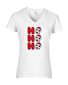 Epic Ladies Soccer Ho Ho Ho Christmas Greetings V-Neck Graphic T-Shirts