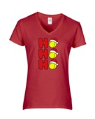 Epic Ladies Softball Ho Ho Ho Christmas Greetings V-Neck Graphic T-Shirts