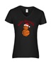 Epic Ladies Hoopy Holidays Basketball Snowman V-Neck Graphic T-Shirts