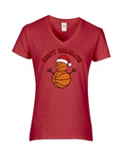 Epic Ladies Hoopy Holidays Basketball Snowman V-Neck Graphic T-Shirts