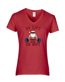Epic Ladies No Lift No Gift Buff Santa Gym Weights V-Neck Graphic T-Shirts