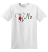 Epic Adult/Youth Hello English Greeting Local Flower Bird Cotton Graphic T-Shirts
