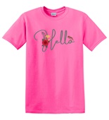 Epic Adult/Youth Hello English Greeting Local Flower Bird Cotton Graphic T-Shirts
