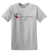 Epic Adult/Youth Bonjour French Greeting Flowers Bird Cotton Graphic T-Shirts