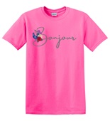 Epic Adult/Youth Bonjour French Greeting Flowers Bird Cotton Graphic T-Shirts