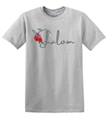 Epic Adult/Youth Shalom Hebrew Greeting Local Flower Bird Cotton Graphic T-Shirts