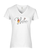 Epic Ladies Haitai Okinawa Greet Local Flower Bird V-Neck Graphic T-Shirts