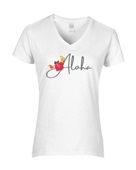 Epic Ladies Aloha Hawaii Greeting Local Flower Bird V-Neck Graphic T-Shirts