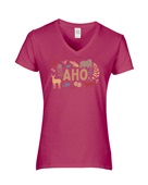Epic Ladies A'ho Indigenous Native Thanks Greeting V-Neck Graphic T-Shirts