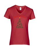 Epic Ladies Merry Swishmas Basketball Christmas Tree V-Neck Graphic T-Shirts