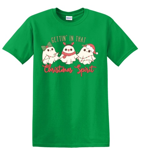Epic Adult/Youth Getting in that Christmas Spirit Ghosts Cotton Graphic T-Shirts. Free shipping.  Some exclusions apply.
