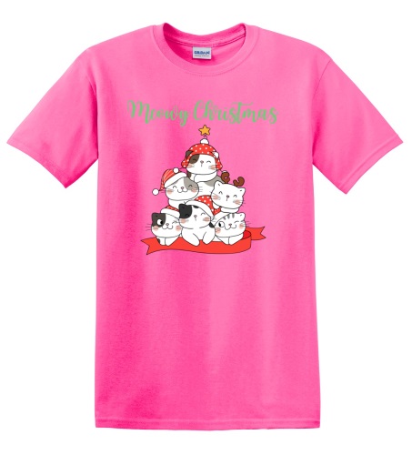 Epic Adult/Youth Meowy Christmas Cat Tree Cute Cotton Graphic T-Shirts. Free shipping.  Some exclusions apply.
