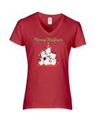 Epic Ladies Meowy Christmas Cat Tree Cute V-Neck Graphic T-Shirts