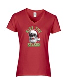 Epic Ladies Rizz the Season Christmas Santa Kiss V-Neck Graphic T-Shirts
