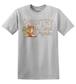 Epic Adult/Youth Country Is Cool Again Western Cowboy Cotton Graphic T-Shirts
