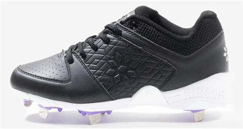 purple and black softball cleats