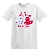 Epic Adult/Youth I Ducking Love You Valentines Duck Cotton Graphic T-Shirts